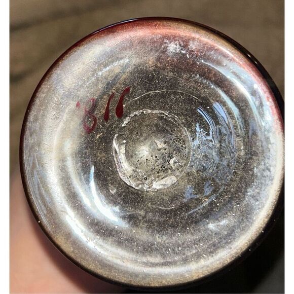 2  Vintage Czech Bohemian Ruby Red Frosted Hand Blown Glass Bud Vases - Picture 4 of 6